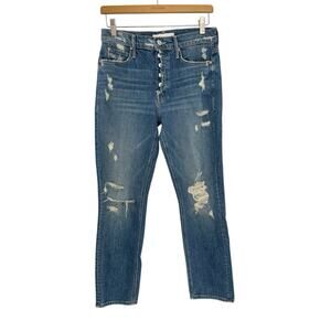 Mother Superior Jeans Mid Rise Fly Cut Dazzler Ankle Walking On Stones Size 28